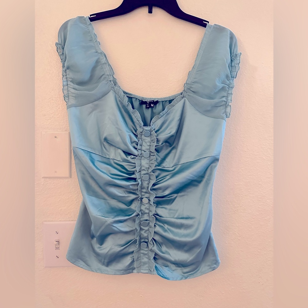 Takara Elegant Blue Ruched Women's Top